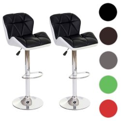 Barstole - 2 stk barstole med gaspatron ~ antracit imiteret kunstlder