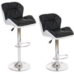 Barstole - 2 stk barstole med gaspatron ~ antracit imiteret kunstlder