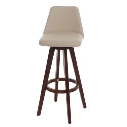 Barstol - roterbar med drejesde og drejefunktion - creme hvid kunstlder