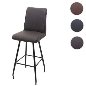 Barstol med fodsttte, 4 ben, stofsde og rygln med grbrunt stof