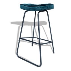 Barstol - blgrn velour barstol - Ekko A2 model fra OBUZI