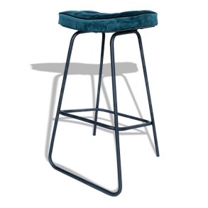 Barstol - blgrn velour barstol - Ekko A2 model fra OBUZI