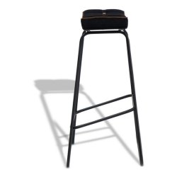 Barstol - sort velour barstol med brun kant - Ekko A3 model fra OBUZI