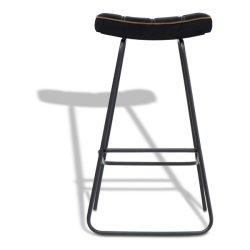 Barstol - sort velour barstol med brun kant - Ekko A3 model fra OBUZI