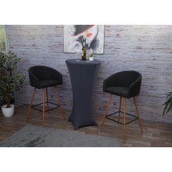 Barstol - 2 stk barstole med rygln, lyse metalben og antracit gr fljl