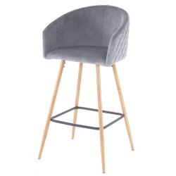 Barstol - 2 stk barstole med rygln, lyse metalben og lysegr fljl