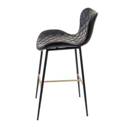 Barstole - 2 barstole med 4 ben og rygln i sort imiteret kunstlder