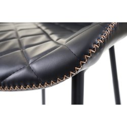 Barstole - 2 barstole med 4 ben og rygln i sort imiteret kunstlder