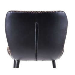 Barstole - 2 barstole med 4 ben og rygln i sort imiteret kunstlder