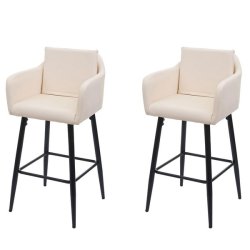 Barstole - 2 barstole med 4 ben og ldersde i creme beige kunstlder