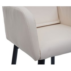 Barstole - 2 barstole med 4 ben og ldersde i creme beige kunstlder