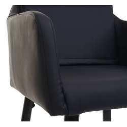 Barstole - 2 barstole med 4 ben og ldersde i sort kunstlder