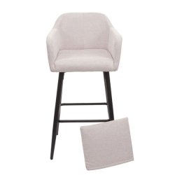 Barstole - 2 barstole med 4 ben og stofsde i creme beige stof