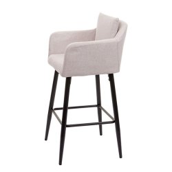 Barstole - 2 barstole med 4 ben og stofsde i creme beige stof