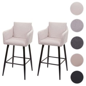 Barstole - 2 barstole med 4 ben og stofsde i creme beige stof