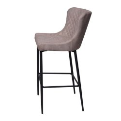 Barstole - 2 barstole med 4 ben, stofsde og rygln i gr stof