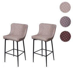 Barstole - 2 barstole med 4 ben, stofsde og rygln i gr stof