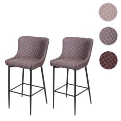 Barstole - 2 barstole med 4 ben, stofsde og rygln i mrkegr stof