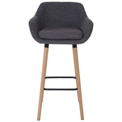 Barstol - 2 stk barstole med trben, gr stofsde, armln og rygln