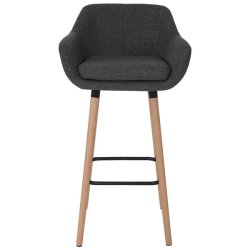 Barstol - 2 stk barstole med trben, mrkegr stof, armln og rygln