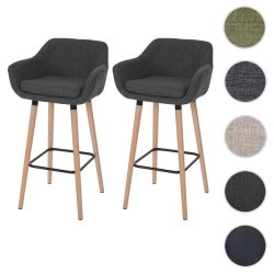 Barstol - 2 stk barstole med trben, mrkegr stof, armln og rygln