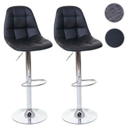 Barstole - 2 stk barstole med trompetfod ~ sort imiteret kunstlder