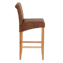 Barstole - 2 stk med imiteret ruskind, lyse trben, fodsttte og hj ryg