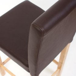 Barstole - 2 stk med brun split lder, kunstlder og hj rygln