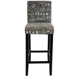 Barstole - 2 stk med gr stofsder, mrke trben, fodsttte og hj ryg