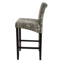 Barstole - 2 stk med gr stofsder, mrke trben, fodsttte og hj ryg