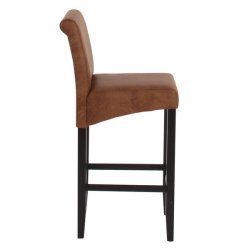 Barstole - 2 stk med imiteret ruskind, mrke trben, fodsttte og hj ryg
