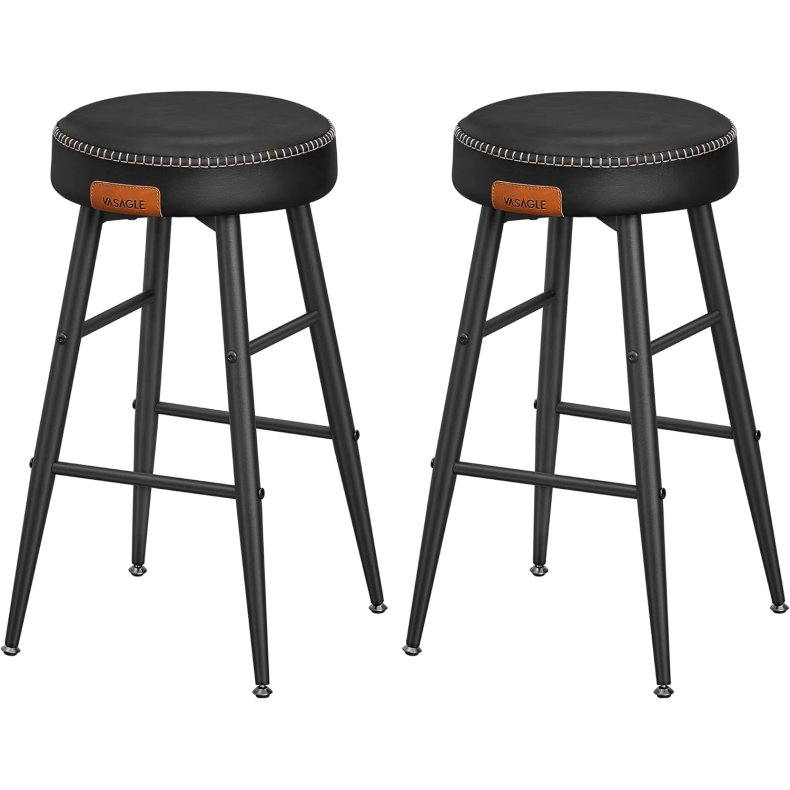 Barstol med kunstlder - st med 2 barstole - sort H63 cm