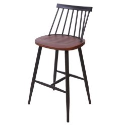 Barstole - 2 barstole i retro design i metal og tr med fodsttte