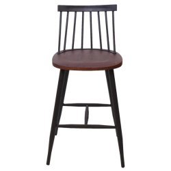 Barstole - 2 barstole i retro design i metal og tr med fodsttte