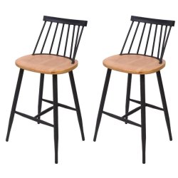 Barstole - 2 barstole i retro design i metal og tr med fodsttte