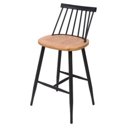 Barstole - 2 barstole i retro design i metal og tr med fodsttte