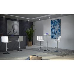 Barstole med kunstl�der - 2 h�je stole med metal fod - hvid