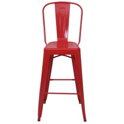Barstol i industriel design - 2 stk barstole i rd metal med hj rygln