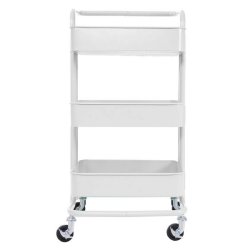 Barvogn p hjul - serveringsvogn og rullebord med hndtag - hvid