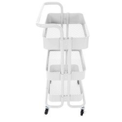 Barvogn p hjul - serveringsvogn og rullebord med hndtag - hvid