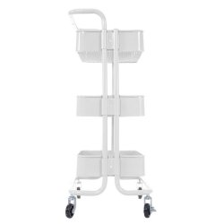 Barvogn p hjul - serveringsvogn og rullebord med hndtag - hvid