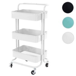 Barvogn p hjul - serveringsvogn og rullebord med hndtag - hvid
