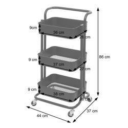 Barvogn p� hjul - serveringsvogn og rullebord med h�ndtag - sort