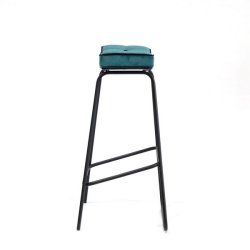 Barstol - blgrn velour barstol - Ekko A2 model fra OBUZI
