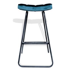 Barstol - blgrn velour barstol - Ekko A2 model fra OBUZI