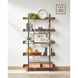 Bogreol - stuereol med 5 hylder - rustik brun 100 x 28 x 178