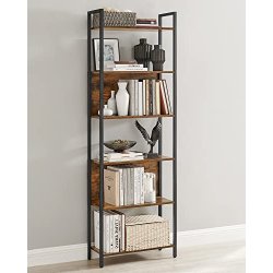 Bogreol med 6 hylder - stuereol - rustik brun 60 x 24 x 186