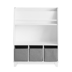 Bogreol med hylder og kurve - moderne reol - hvid 63x28x80