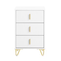 Bord med 3 skuffer - sengebord, natbord, sidebord - hvid