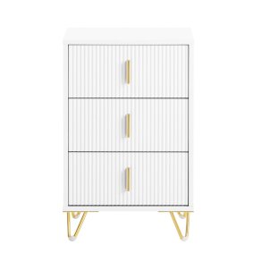 Bord med 3 skuffer - sengebord, natbord, sidebord - hvid